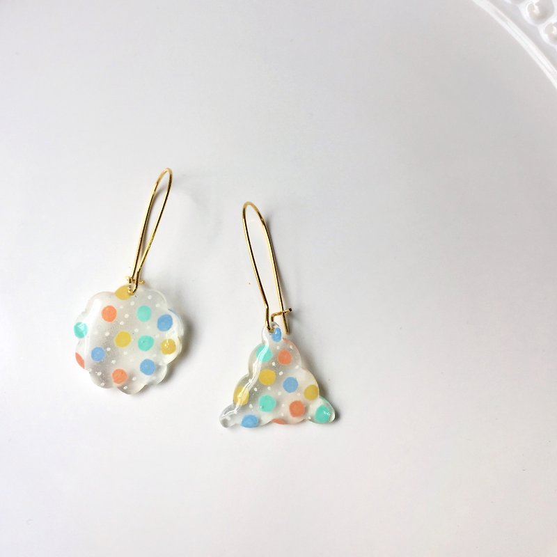 Geometric popping candy clip-on/pin earrings - ต่างหู - เรซิน สีใส