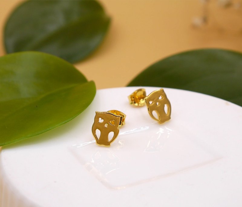 Little owl Earring - Gold plated on brass , Little Me by CASO jewelry - 耳環/耳夾 - 其他金屬 金色