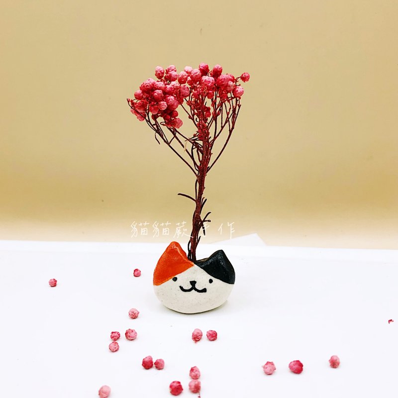 三花貓 手捏陶  多功能線香座  療癒  瓷貓  貓貓蕨手作 - 擺飾/家飾品 - 陶 