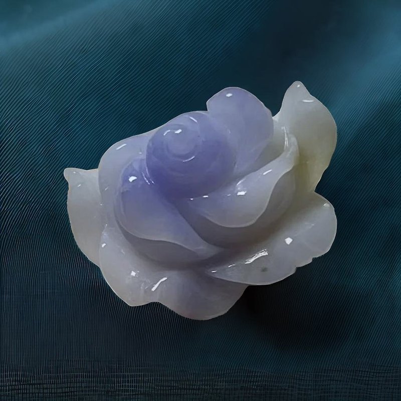 Violet floating jade rose | Natural Burmese jade A grade jade | Gift giving - สร้อยคอ - หยก สีม่วง