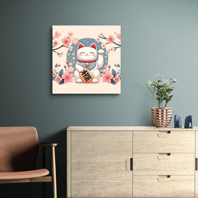 AI Art 招財貓 藝術微噴無框畫 - 海報/掛畫/掛布 - 聚酯纖維 