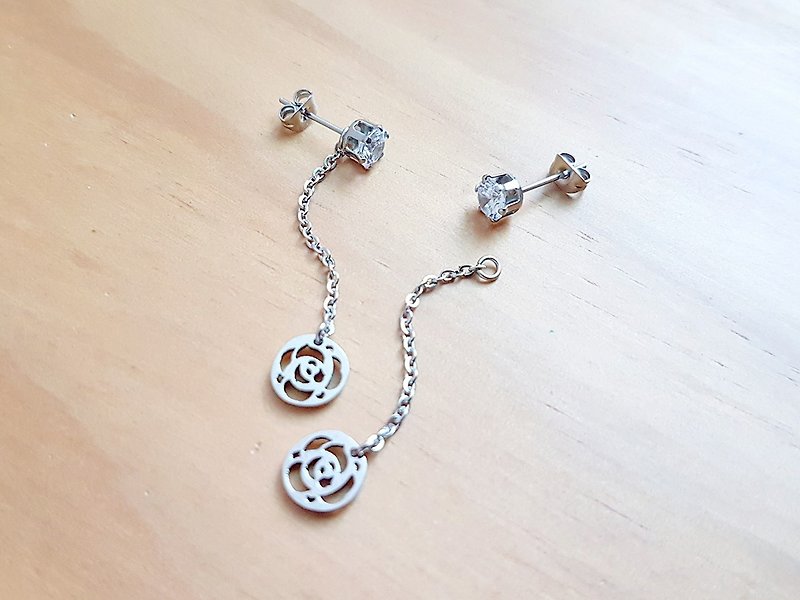 Rose Stainless steel earrings - Earrings & Clip-ons - Stainless Steel Silver