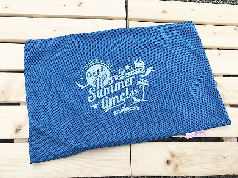 藍色夏日海灘涼感涼墊套（涼墊專用 - 寵物床 - 棉．麻 多色