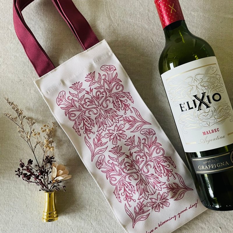 漫步植物園系列 / 花草圖紋酒瓶飲料提袋 (可加購聖誕包裝) - 飲料提袋/杯套 - 聚酯纖維 多色