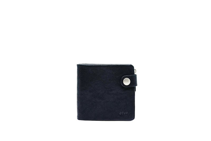 Silver buckle short clip - Wallets - Genuine Leather Black