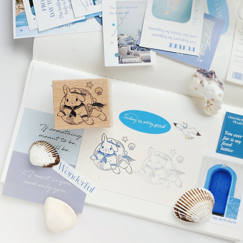 Swimming circle bunny stamp - Cards & Postcards - Wood 