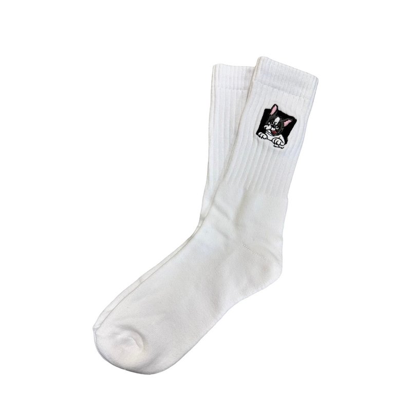 FRENCHIE DOG SOCKS -PIED - Other - Cotton & Hemp White