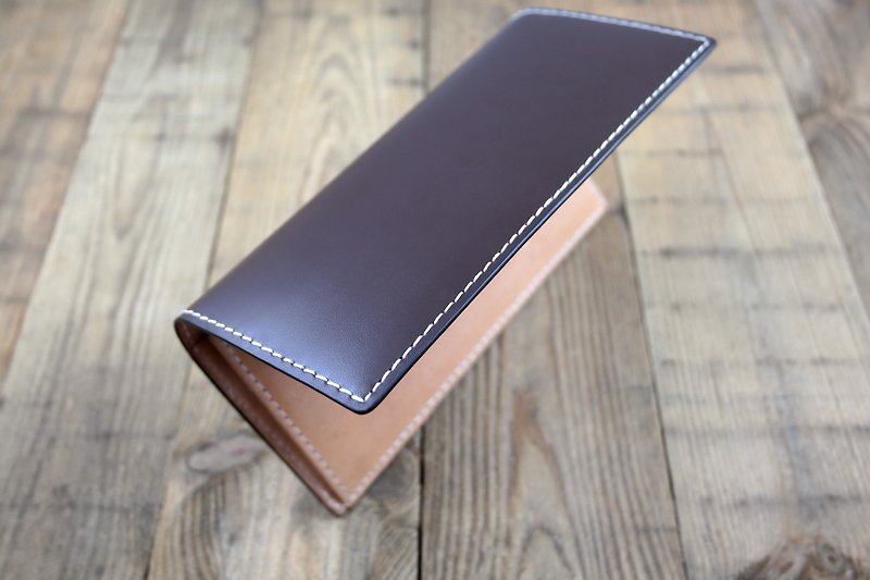APEE leather handmade ~ Barletta long clip ~ warm and deep coffee - กระเป๋าสตางค์ - หนังแท้ สีนำ้ตาล