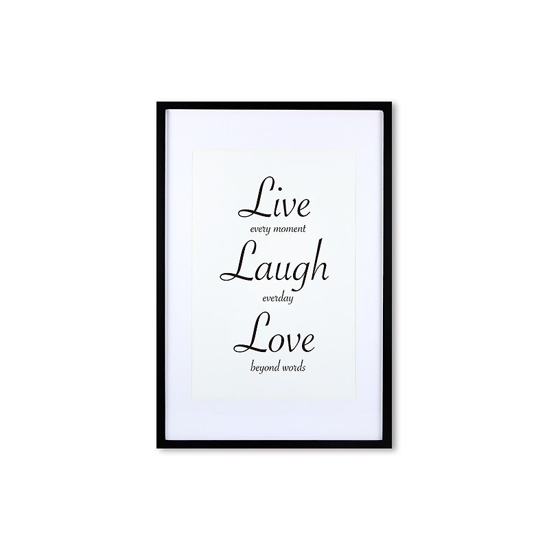 裝飾畫相框 Cursive Quote Live Laugh Love 黑色框 63x43cm - 畫框/相架  - 木頭 黑色