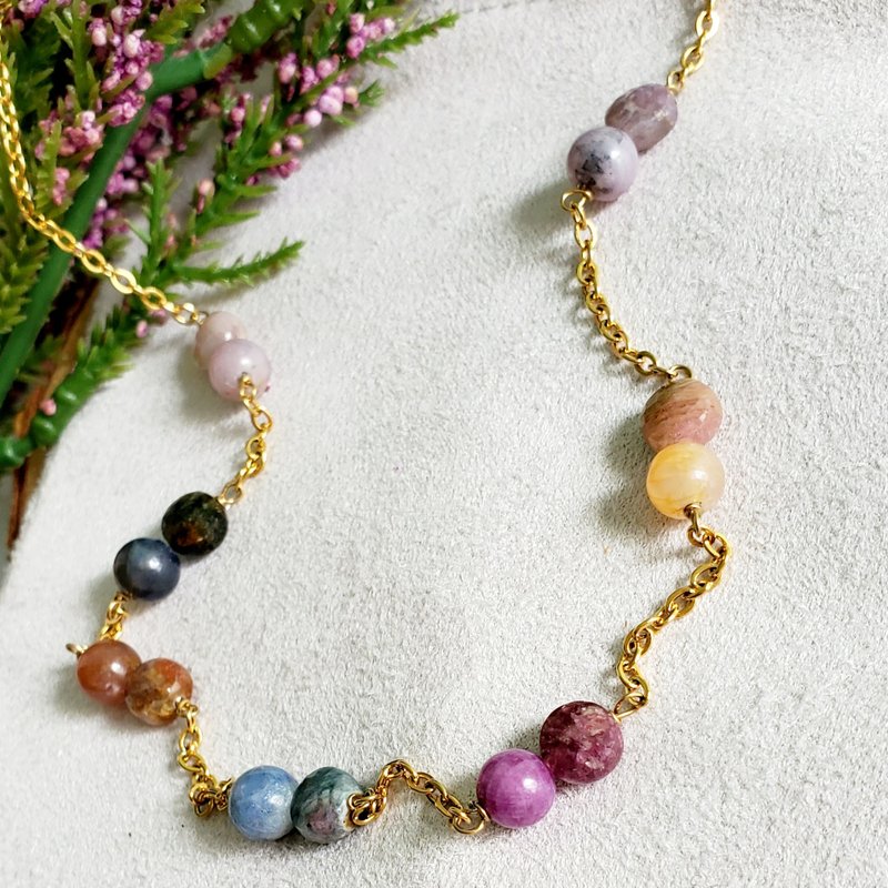 Natural tourmaline and multi- color sapphire necklace - Necklaces - Gemstone 