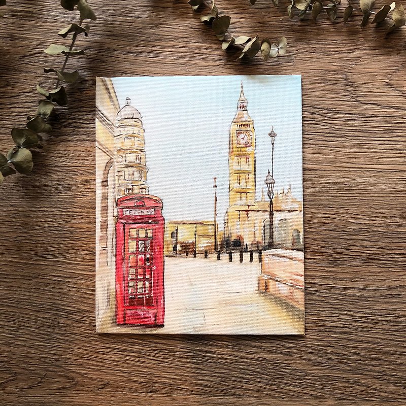 英國倫敦 手繪油畫 油畫作品 無框畫 禮物 生日禮物 情人節 - 掛牆畫/海報 - 棉．麻 