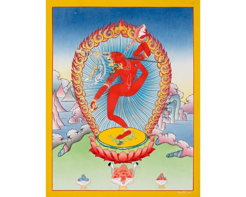 正宗金剛瑜伽母唐卡 – 藏傳藝術中的神聖女性能量與精緻工藝 - 壁貼/牆壁裝飾 - 其他材質 多色