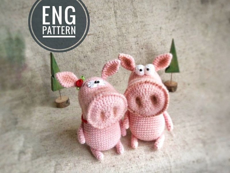 Amigurumi pig crochet pattern farm animal toy tutorial. - 線上教學/教學影片 - 其他材質 
