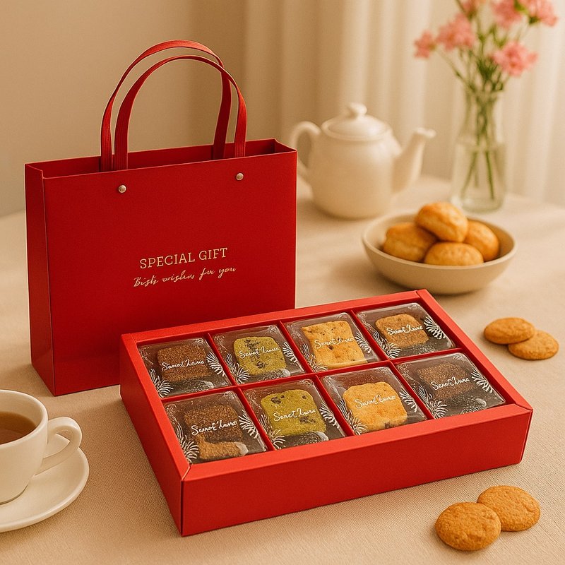 熊之家手作坊-綜合曲奇大禮盒 手工餅乾  彌月禮盒 中秋禮盒 - 手工餅乾 - 紙 紅色