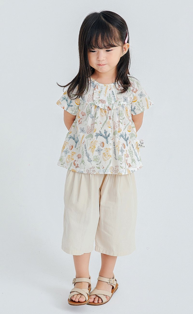 [clearance discount] floral doll shirt white/blue - เสื้อยืด - ผ้าฝ้าย/ผ้าลินิน หลากหลายสี