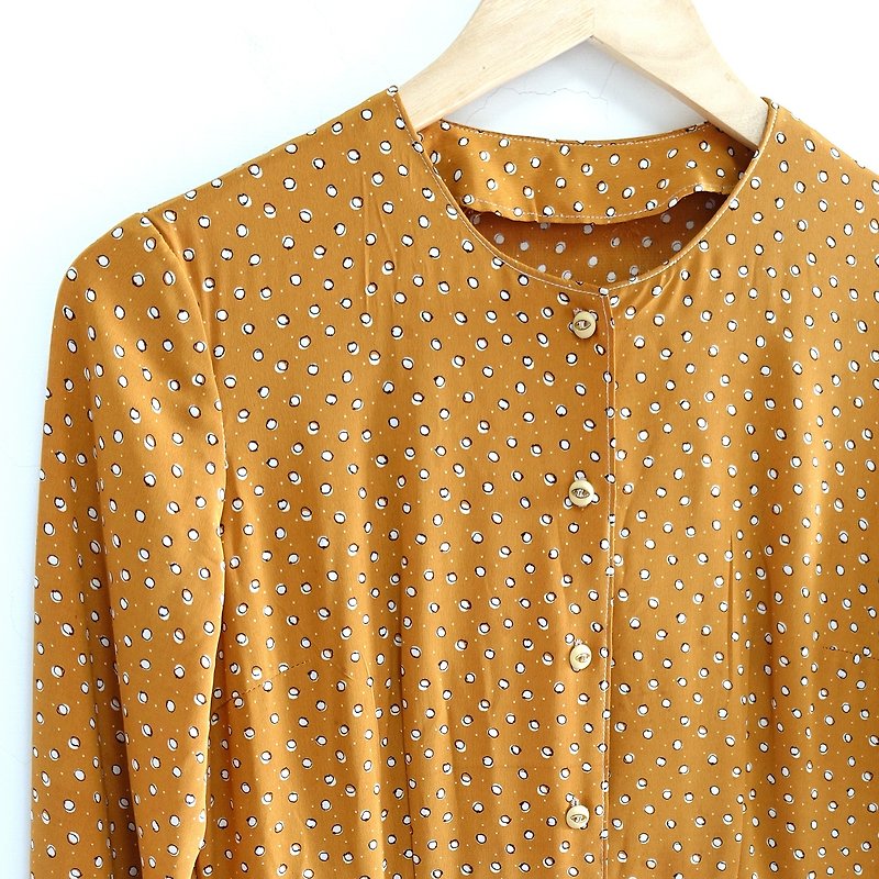 │Slowly│Yellow Bubbles - Vintage Dress │vintage.Retro.Literature - One Piece Dresses - Polyester Yellow