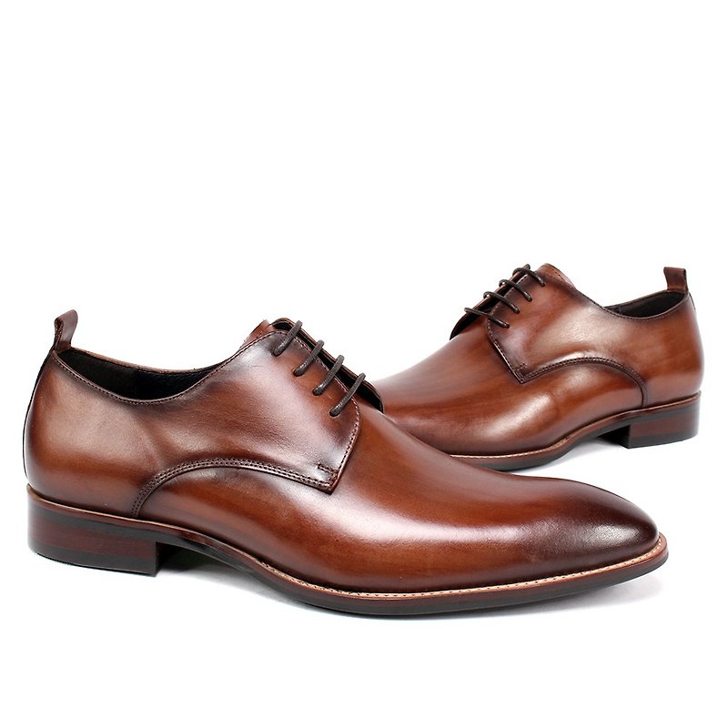 Sixlips V-Front simple yas rendering Derby shoes - Men's Leather Shoes - Genuine Leather Brown