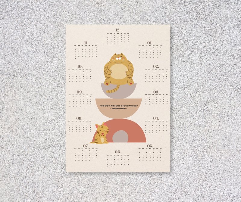 Time Spent with Cats is Never Wasted Poster calendar 2025 - 電子似顏繪/繪畫/插畫 - 其他材質 