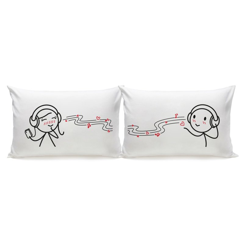 You are my DJ Boy Meets Girl couple pillowcase by Human Touch+Pillows - หมอน - ผ้าฝ้าย/ผ้าลินิน ขาว