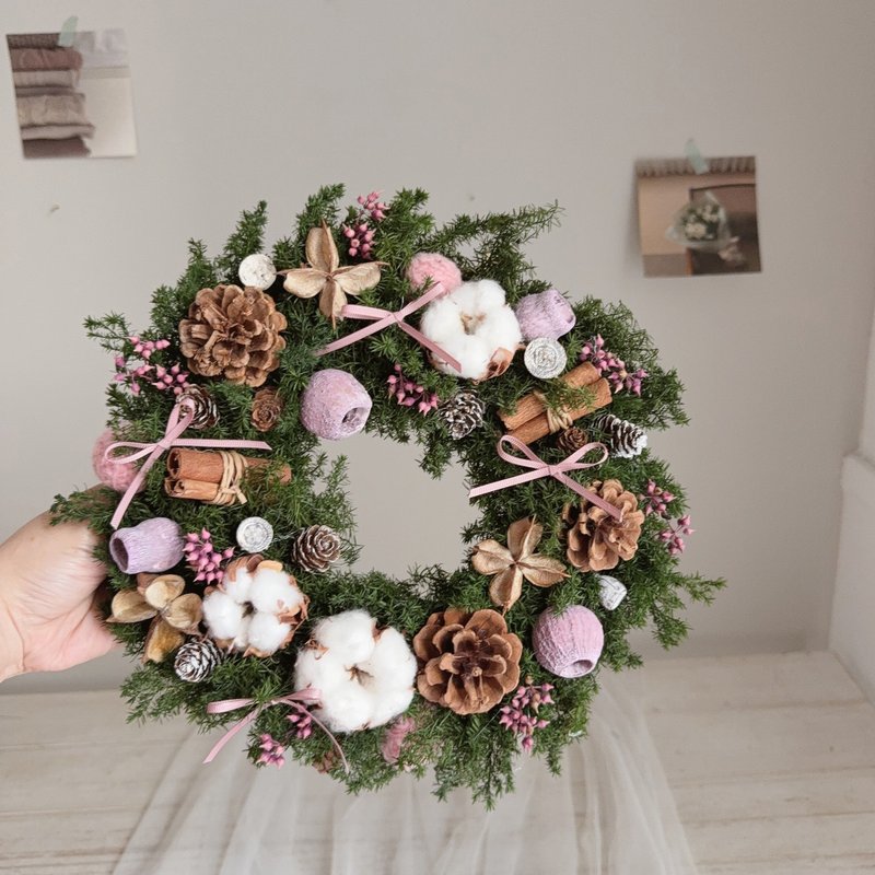 甜蜜派對 永生雪松聖誕花圈 - 乾燥花/永生花 - 植物．花 