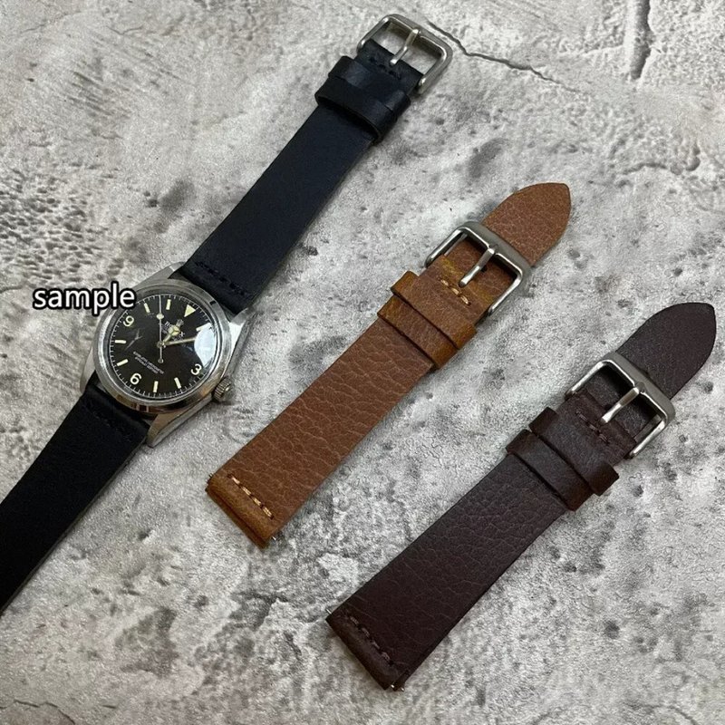 Timeless Watchband 手工縫線單層牛皮革錶帶18/20/22MM - 錶帶 - 真皮 多色