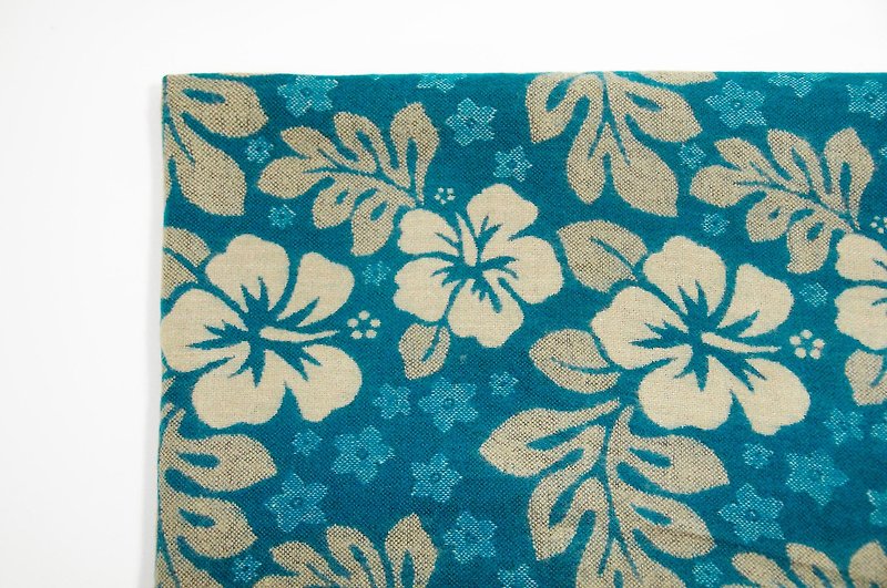 Valentine's Day gifts national wind shawl / boho knitted scarf / ethnic totem Scarf / knitted shawl / blanket / blankets - Summer green blue Hawaiian hibiscus - ผ้าพันคอ - ขนแกะ หลากหลายสี