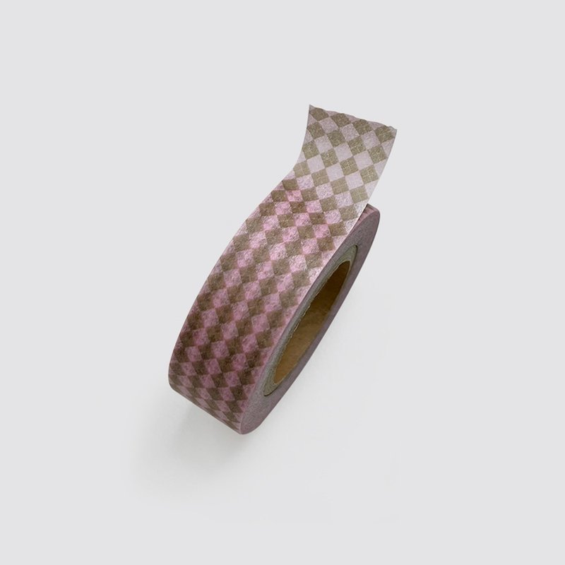 Pink brown argyle | Masking Tape - 紙膠帶/和紙/PET - 紙 粉紅色