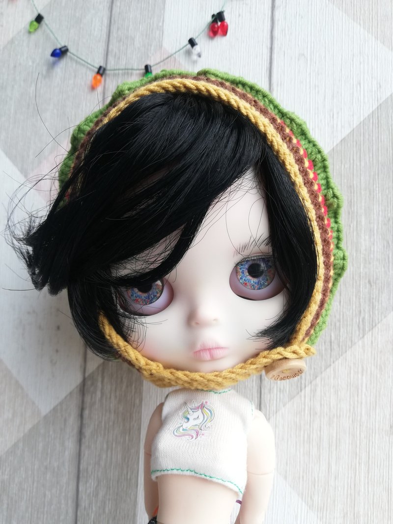 Blythe doll hat Hamburger - 公仔/玩偶 - 棉．麻 多色