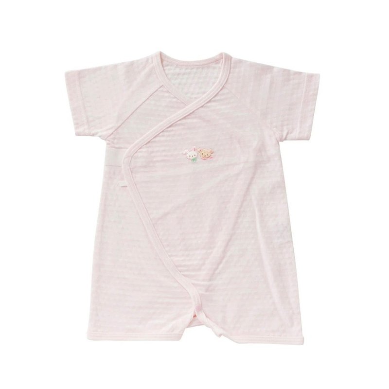[Japan OP mini] Newborn butterfly jumpsuit short-sleeved side jumpsuit/baby onesies pink - ชุดทั้งตัว - ผ้าฝ้าย/ผ้าลินิน 