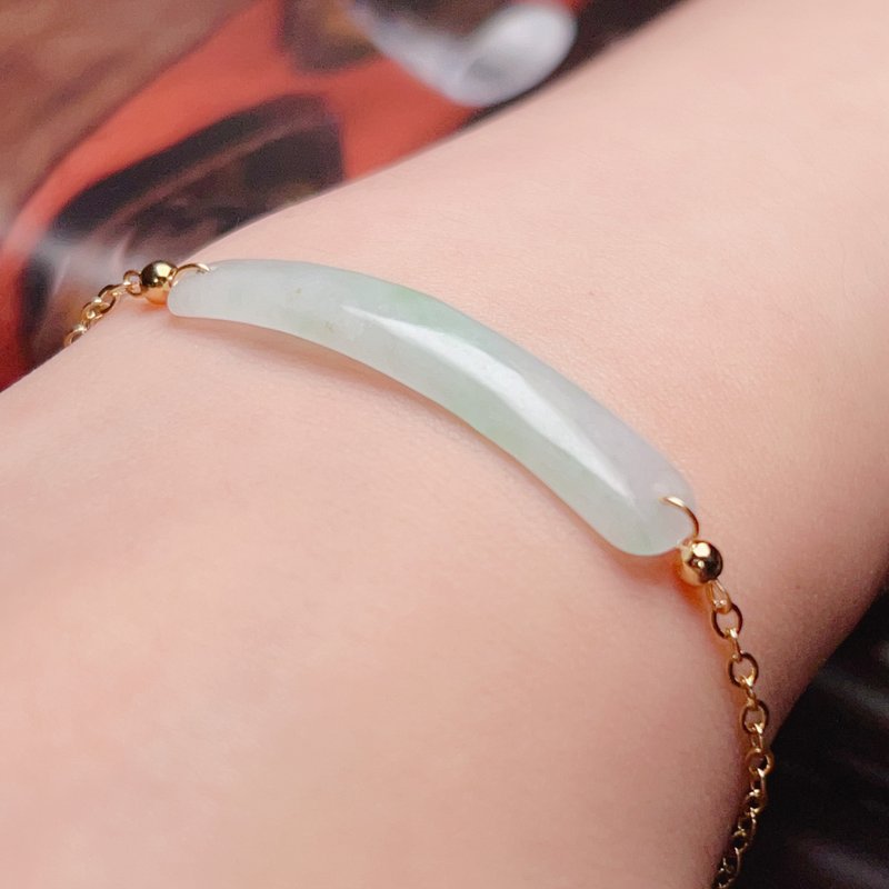 [Wish for Nothing to Happen] Bingpiaohua Jadeite No Matter Brand Design Bracelet 14K Gold Filled | Natural Grade A Jadeite - Bracelets - Jade Multicolor