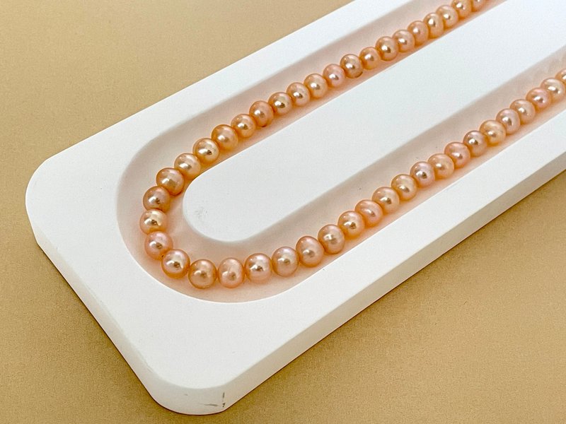 Chinese red natural freshwater pearl orange pearl necklace - สร้อยคอ - ไข่มุก สีส้ม