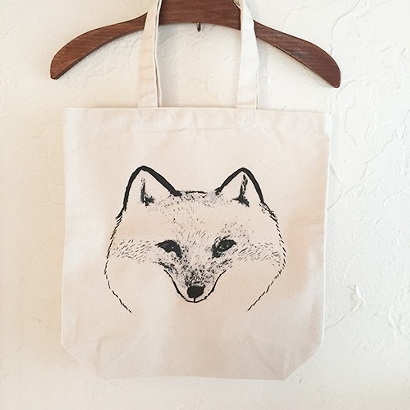 Animal face Tote Bag (fox) - Handbags & Totes - Other Materials White