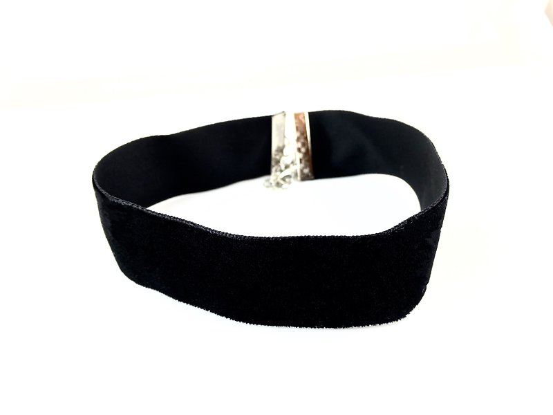 Black night velvet rope necklace (25mm) - Necklaces - Other Materials Black