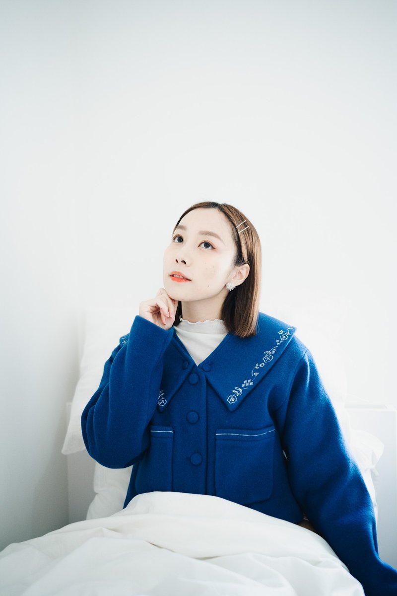 Liz jacket 可拆領羊毛外套 - 男夾克/外套 - 羊毛 藍色