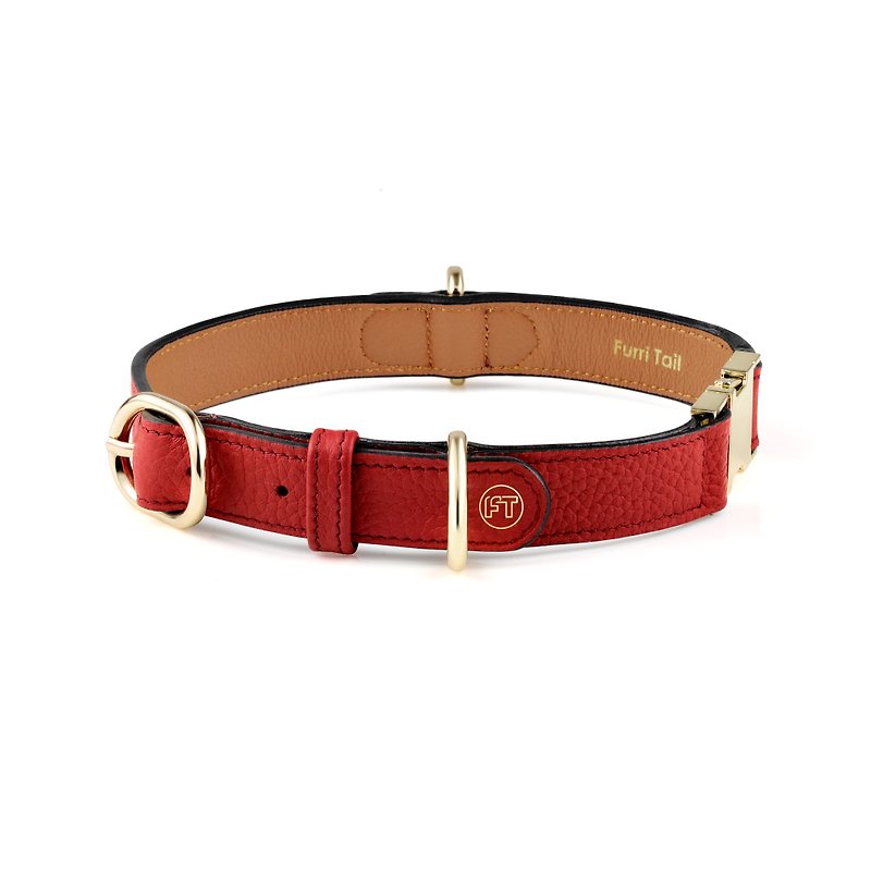 Luxury Leather Collar: Timeless Elegance and Comfort for Your Canine Companion - ปลอกคอ - หนังแท้ สีแดง