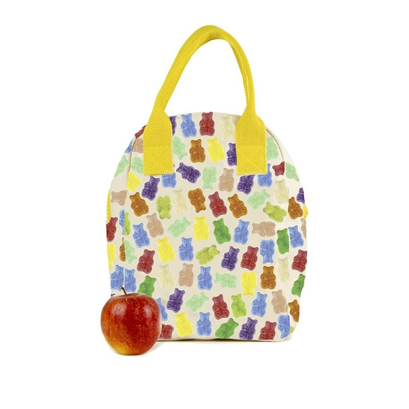 Canadian fluf organic cotton zipper bag - bear gummy - กระเป๋าถือ - ผ้าฝ้าย/ผ้าลินิน หลากหลายสี