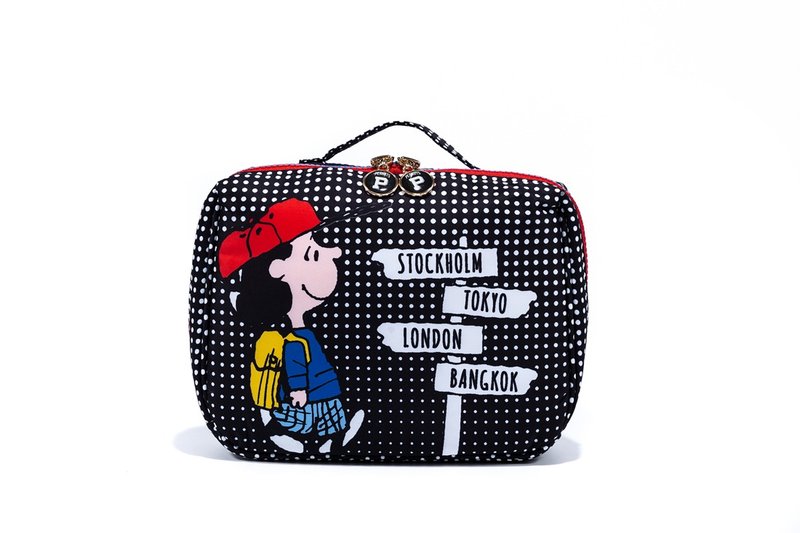 SNOOPY系列 - 個人護理用品收納包/化妝品收納袋/小手挽袋 - 化妝包/收納袋 - 其他人造纖維 黑色