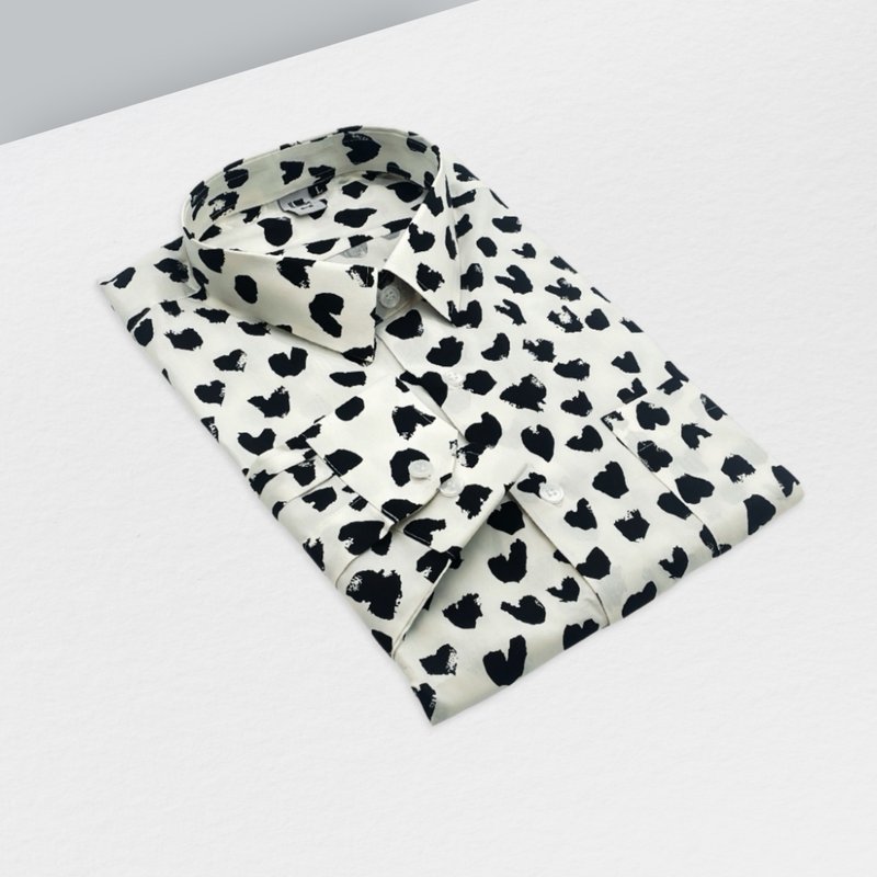 不規則愛心白襯衫 - 男襯衫/休閒襯衫 - 棉．麻 白色