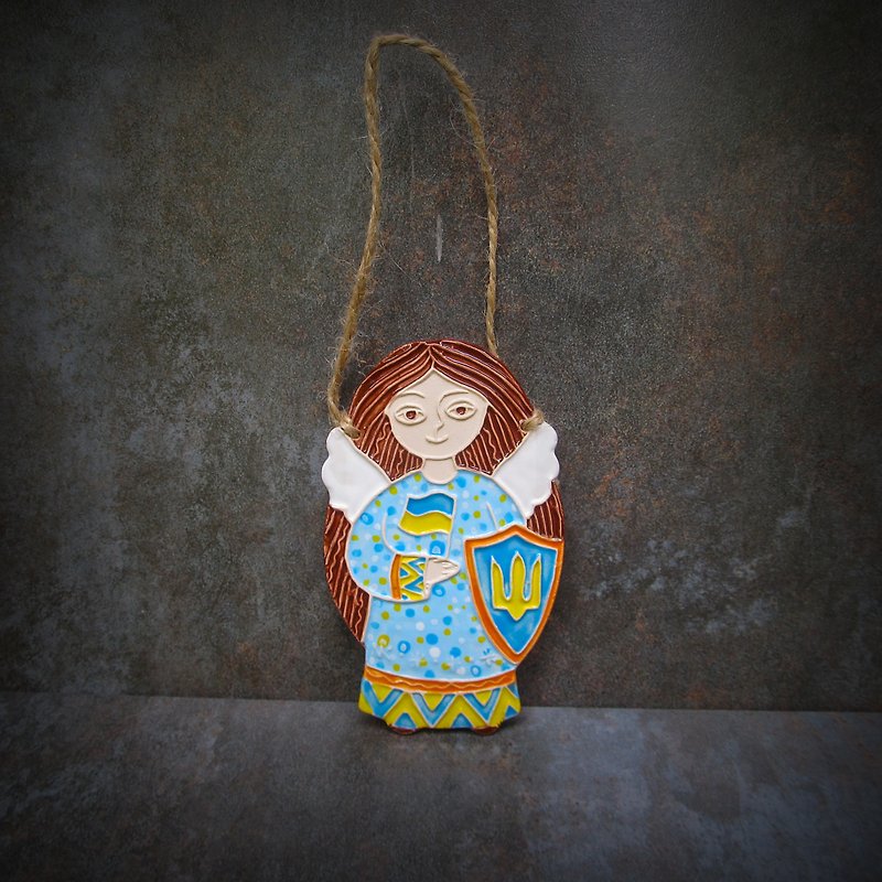 Ceramic Angel with trident wall decoration,christmas Angel ornaments - Wall Décor - Clay Multicolor