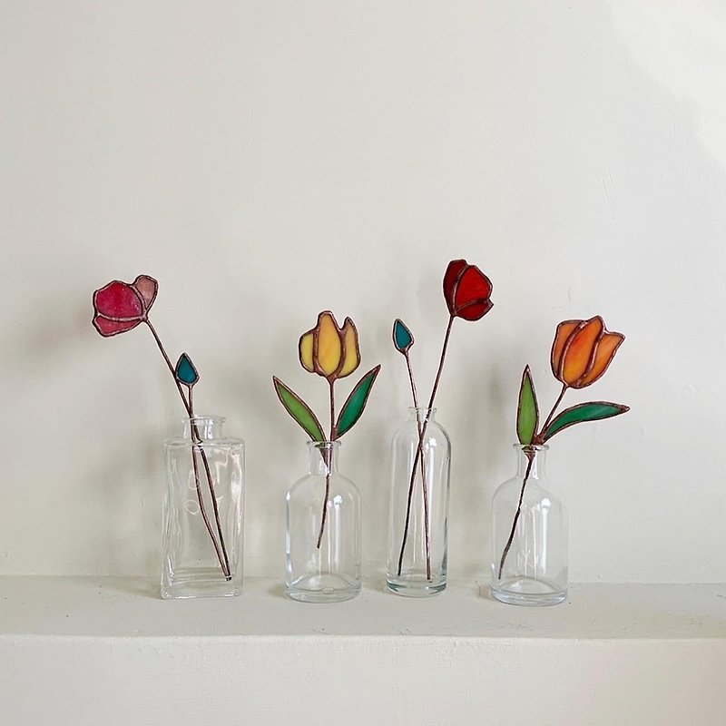 Inlaid glass flower l 4 pieces l without glass bottle