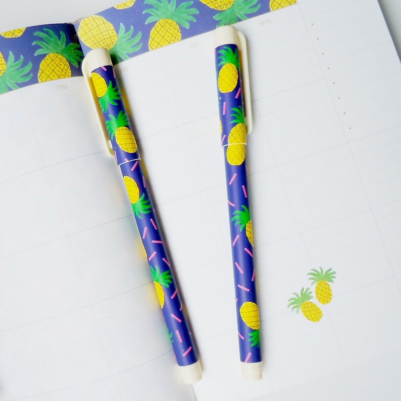 7321 BBH 0.5 black ball pen (1 in) - pineapple party, 73D72832 - ปากกา - พลาสติก สีน้ำเงิน