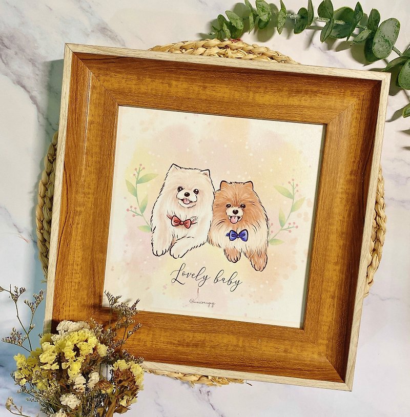 【Purchasing additional prints】Textured square solid wood frame painting/first choice for gifts/Dianhua coupons - ทะเบียนสมรส - ไม้ สีกากี