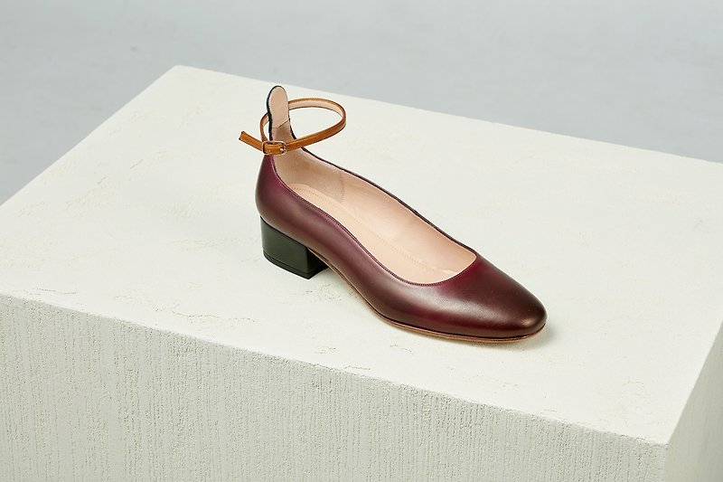 HTHREE 3.4 round headband heel shoes / 缬草紫 / heel shoes / Ankle Belt Heels - Mary Jane Shoes & Ballet Shoes - Genuine Leather Purple