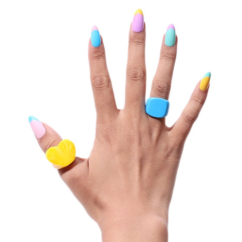 Electric French - Nail Polish & Acrylic Nails - Plastic Multicolor