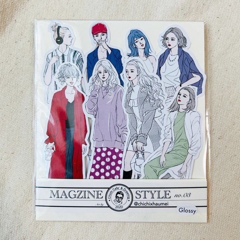 Jiji Chichi // MAGZINE STYLE no.3 //Women's Observation Storyboard D-type leaflet 8 pieces - Stickers - Paper 