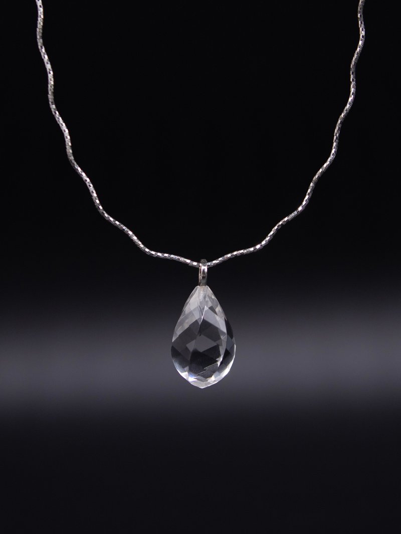 高品質ホワイトクリスタル手作り回転ファセットビーズS925シルバーイタリアンウェーブネックレス - ネックレス - クリスタル 