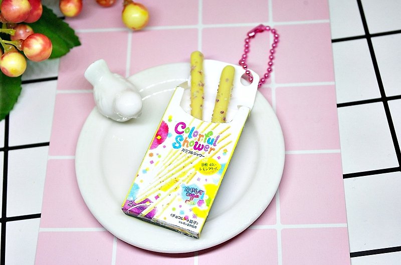 ➽ clay series-Pocky color candy lemon flavor Baiqi stick - ornaments # # # # # bag accessories exchange gifts # # can be changed headphone plug # - Keychains - Clay Yellow