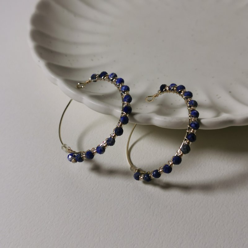 【Veverka】Blue Hole - Lapis Lazuli Earrings Jewelry Natural Stone Natural Ore - Earrings & Clip-ons - Semi-Precious Stones Blue