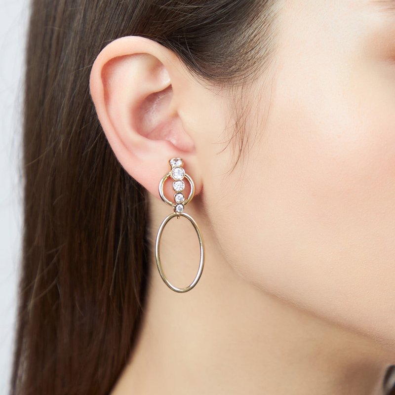 輕奢寶石耳夾 925銀厚鍍18K金 Reinforce Diamond Ear Clip - 耳環/耳夾/耳骨夾 - 純銀 金色