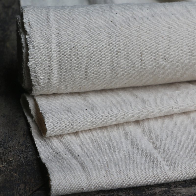 Hand-woven coarse cloth pure cotton grey cloth beige old coarse cloth embroidery white bottom cloth home weaving cloth width 45cm - เย็บปัก/ถักทอ/ใยขนแกะ - ผ้าฝ้าย/ผ้าลินิน 